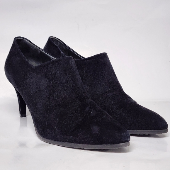 Stuart Weitzman Black Suede Heeled Booties 8M - Picture 3 of 13